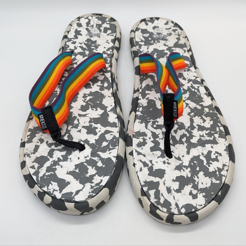 REI Pride Rainbow & Camo Recycled Flip Flop M 14 - W 15